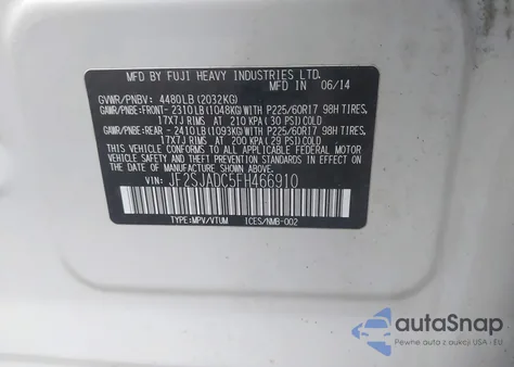 2015 Subaru Forester 2.5I Premium from USA, damaged, VIN JF2SJADC5FH466910